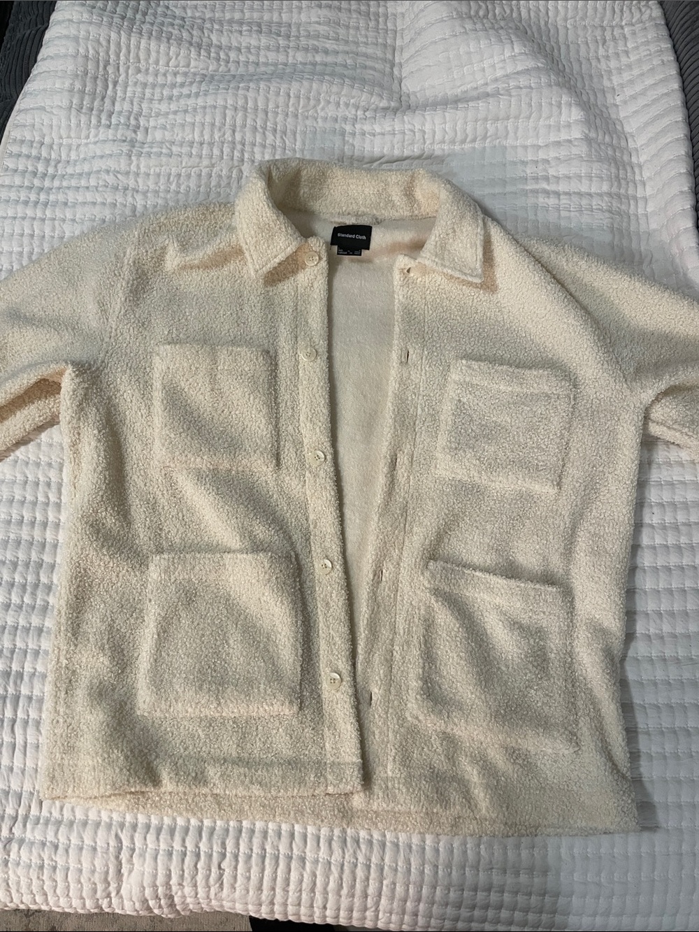 Aritzia Bouclé Button-Front Cardigan Jacket in Cream